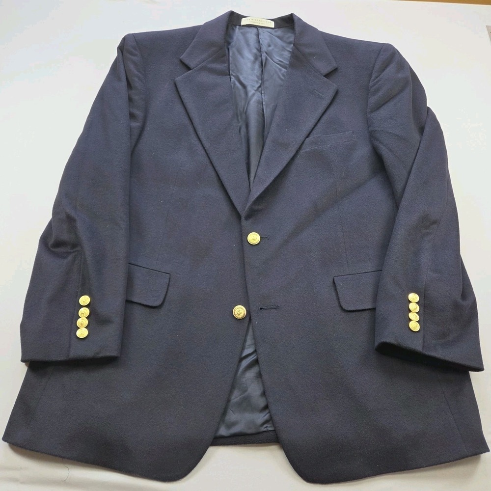 John W Nordstrom Loro Piana Men's 44R 100% Cashmere Blazer Navy Blue Gold Button